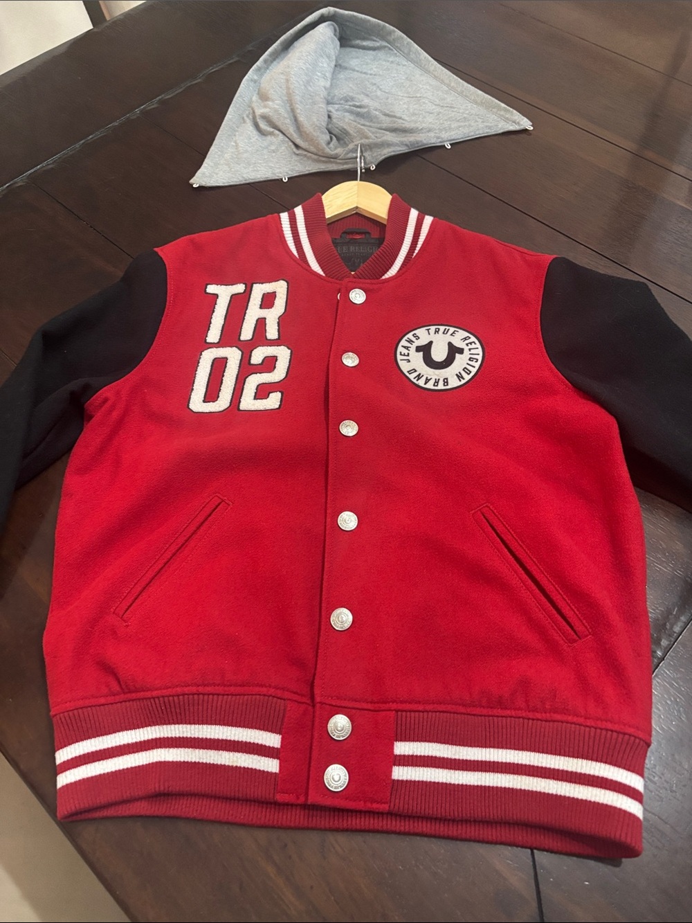 True Religion TR 02 Wool Blend Varsity Jacket Mens large - Picture 3 of 15